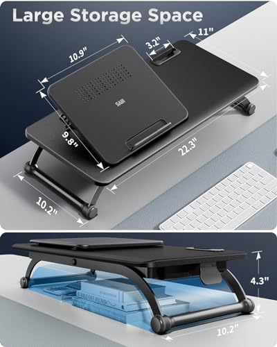 SAIJI Metal Small Laptop Desk Standing Converter Adjustable Desk Riser