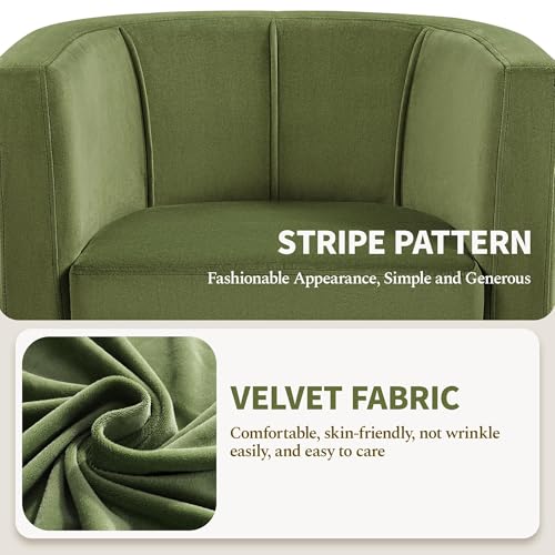 Yaheetech Barrel Accent Chairs Set of 2, Modern Armchairs, Olive Green | Soft Velvet Chair with High-Density Foam Seat, Upholstered Barrel Sofa Chair for Living Room Bedroom Waiting Room - color: Olive Green, size: Set of 2