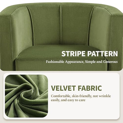 Yaheetech Barrel Accent Chairs Set of 2, Modern Armchairs, Olive Green | Soft Velvet Chair with High-Density Foam Seat, Upholstered Barrel Sofa Chair for Living Room Bedroom Waiting Room - color: Olive Green, size: Set of 2