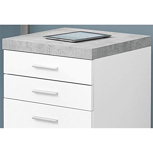 Monarch Specialties I 7051 File Cabinet, Rolling Mobile, Storage Drawers, Printer Stand, Office, Work, Laminate, Grey, White, Contemporary, Modern - color: White/Grey
