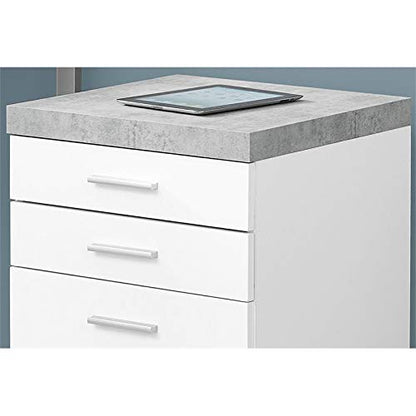 Monarch Specialties I 7051 File Cabinet, Rolling Mobile, Storage Drawers, Printer Stand, Office, Work, Laminate, Grey, White, Contemporary, Modern - color: White/Grey