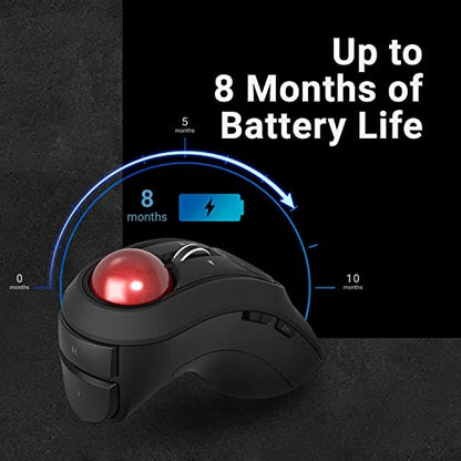 ELECOM Relacon Handheld Trackball Mouse, Thumb Control, 2.4GHz Wireless, Ergonomic Design, 10-Button Function with Smooth Tracking, Windows11, MacOS (M-RT1DRBK) - style: 2.4GHz