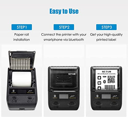 NETUM Label Maker - Bluetooth Thermal Label Printer Portable Barcode Printer Apply to Clothing, Jewelry, Retail, Mailing, Barcode, Compatible for Android & iOS System