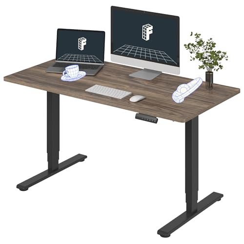 FLEXISPOT E6 3-Stage Dual Motor Electric Standing Desk 55 x 28 Sit Stand Up Desk, Holds 220 lbs, Adjustable Height w/Memory Presets, One-Piece Brown Wood Grain Desktop & Black Frame, Ships in 2 Boxes - color: Black Frame + Brown Wood Top, size: 55"x28" Wh