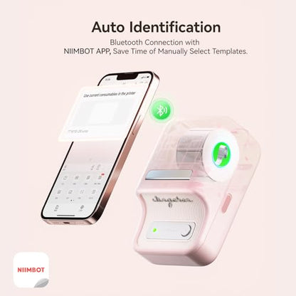 NIIMBOT B21 Label Maker, 2 Inch Bluetooth Thermal Label Printer, Pink | Retro Sticker Printer, for Address, Logo, Canning Jar, Candle, Mailing,Gift, Compatible with Phones and PC - color: Pink