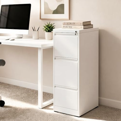 3 Drawer File Cabinet for Home Office, Vertical Filing Cabinet - color: White, size: 40.4"H - 3 Drawer