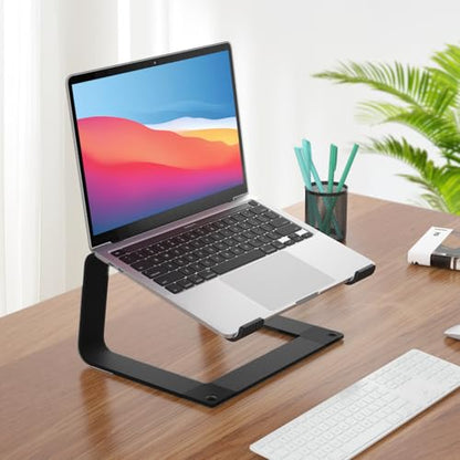 Laptop Stand for Desk Portable Computer Riser Metal Notebook Holder Printer Stand Office Desk Accessories Compatible with MacBook Air, Pro, Dell, HP, Lenovo and All 10-16" Laptops, Black - color: Black