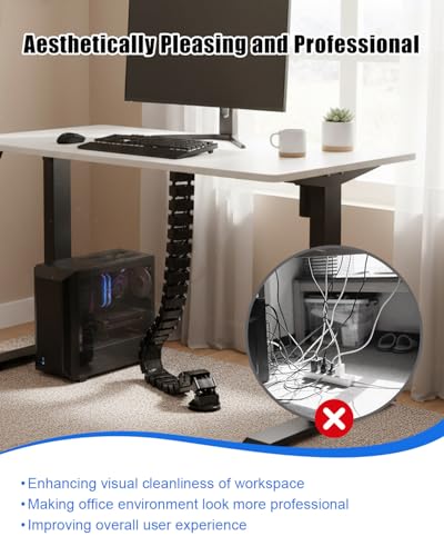 Under Desk Vertebrae Cable Management Spine Fit for Sit Stand Desk | Chain Raceway Cable Management, Magnetic Flexible Wire Spine Adjustable Length, Magnetic Wire Organizer for Standing Desk