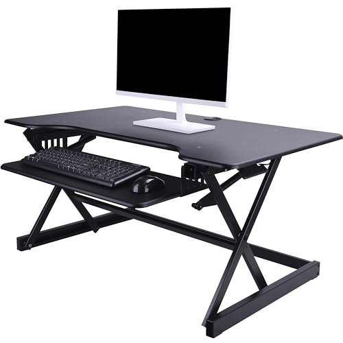 Lorell Deluxe Adjustable Desk Riser, Black, 20" Height x 38" Width x 24" Depth - color: Black