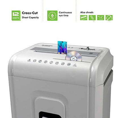 Aurora AU1262XA Anti-Jam 12-Sheet Crosscut Paper and CD/Credit Card Shredder, White/Gray - style: 12-Sheet Crosscut White