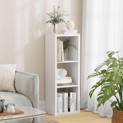 3 Cube Storage Organizer Single Row, Cube Shelf with Heavy-Duty Thick Boards, 13.31" L x 9.37" W x 36.93" H, Smooth Easy-Clean Panels, Simple Assembly, for Living Room Bedroom Office, White - color: White, size: 3 Cube-13.31" L x 9.37" D x 36.93" H