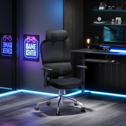 SIHOO M56 Ergonomic Office Chair, Dual Backrest, Adaptive Lumbar Support - color: Dark Black, size: Pack of 2