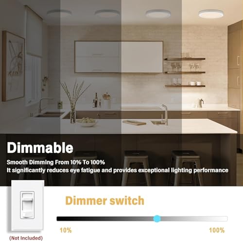 Flush Mount Ceiling Light Fixture - ETL Certified - 5 Inch Dimmable 3000K Warm White LED, 0.63'' Ultra Thin Round Design for Bedroom, Bathroom, Kitchen, Hallway, Basement, Closet (3-Pack)‌ - color: White, 3000K, size: 5 inch (3 Pack)