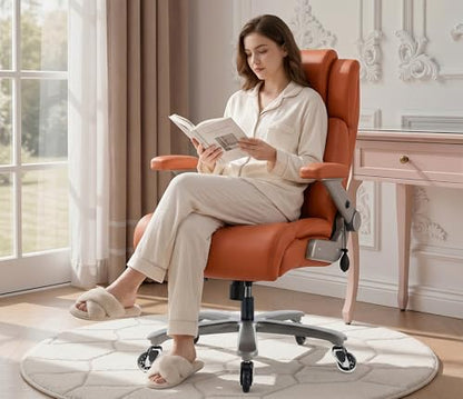 Big and Tall 700lbs Office Chair - Adjustable Lumbar Support 3D Flip Arms Heavy Duty Metal Base&Wheels, High Back Large Executive Computer Desk Chair, Thick Padded Ergonomic Design for Back Pain - color: Gold Brown
