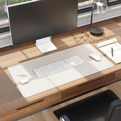 Smead Vegan Leather Desk Pad Mat, Office Desk Mat, Medium, Sandstone Beige | Waterproof desk pad protector, writing mat and desk blotter. Non-slip suede grips under a keyboard, mouse and notepad. - color: Sandstone Beige, size: 15.7" x 31.5"