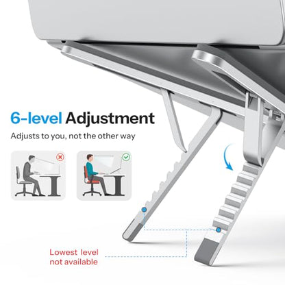 OMOTON Foldable & Portable Laptop Stand for Desk, 6-Level Adjustable Riser