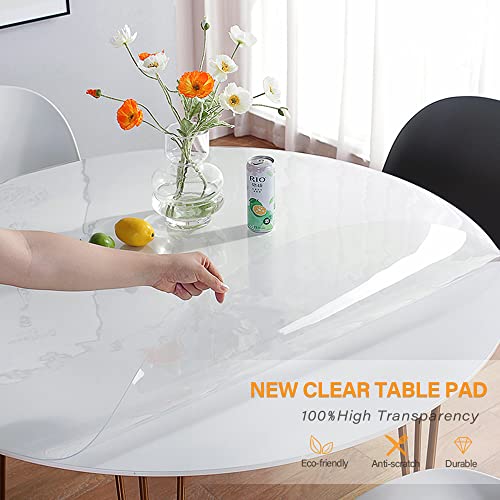 30 Inch Round Clear Plastic Table Protector 1.5mm Thick Clear Plastic Tablecloth Wipeable Water Resistant Tabletop Cover PVC Vinyl Circle Furniture Cover Coffee Dining Tabletop Protective Pad - color: Round New Clear 1.5mm, size: 30" x 30"