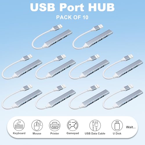 10-Pack USB Hub Port Splitter: 4-Port USB Port Expander - size: 10-Pack