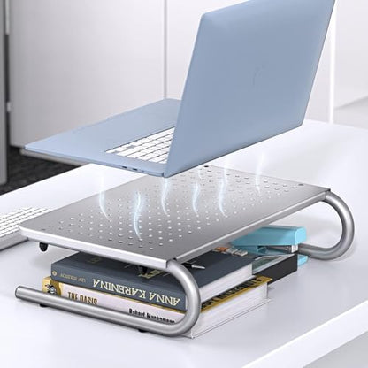 HUANUO Monitor & Laptop Stand - Metal Vented Riser for Screen, Laptops, Printers - Home & Office - color: Silver