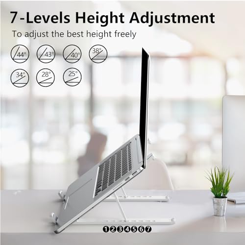 Tonmom Laptop Stand for Desk, Adjustable Laptop Riser, White - color: White