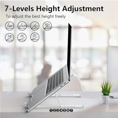 Tonmom Laptop Stand for Desk, Adjustable Laptop Riser, White - color: White