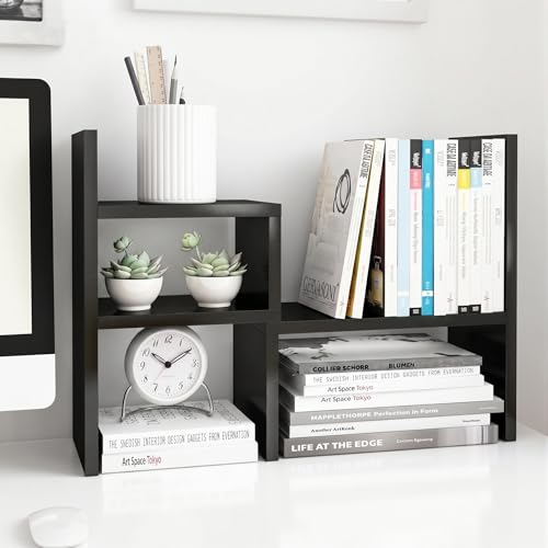 Jerry & Maggie Adjustable Rotatable Wood Desktop Display Shelf Black - color: Black