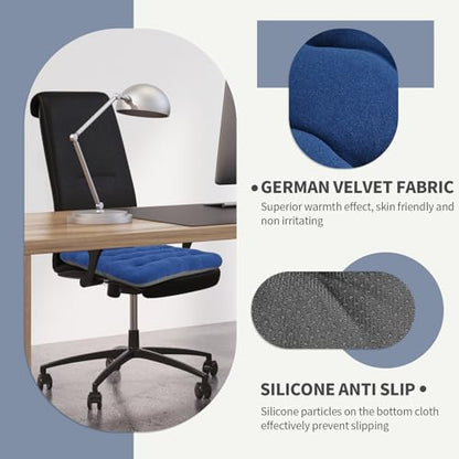 BUYUE Good Support Office Chair Cushion Padded, Soft Velvet Comfortable Non-Slip Seat Cushion for Computer Desk Kitchen Chair (1 Count, Blue) - color: Blue