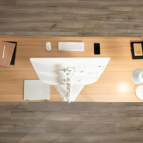 VIVO Dual Monitor Desk Stand Free-Standing LCD Mount, Holds in Stacked Vertical Position 2 Ultrawide Screens up to 34 inches, White, STAND-V002LW - color: White