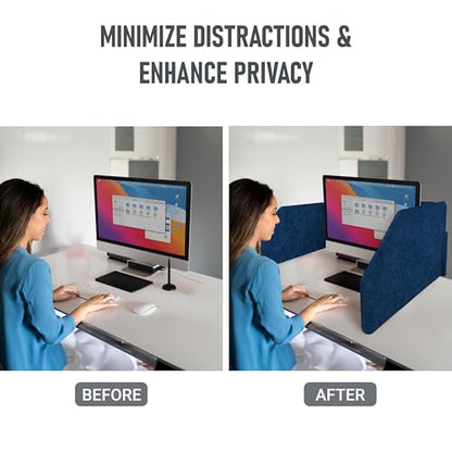 29.1" x 22.8" x 1.2" U-Shaped Desk Divider Partition, No Drill Freestanding Sound Absorbing Privacy Panel, Noise Reducing Cubicle Screen for Office Home & Classroom (Azure) - color: Azure (U-Shaped)