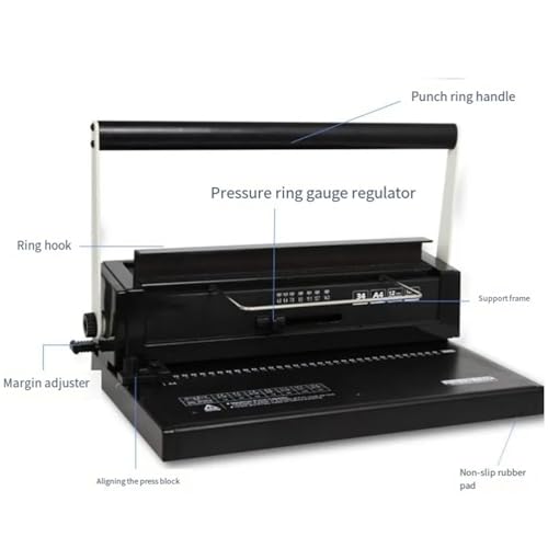 Iron Ring Binding Machine 34 Hole Loose Leaf Iron Ring Punching Machine Double Coil Manual Wire Binding Machine,Easy and Safe to Use