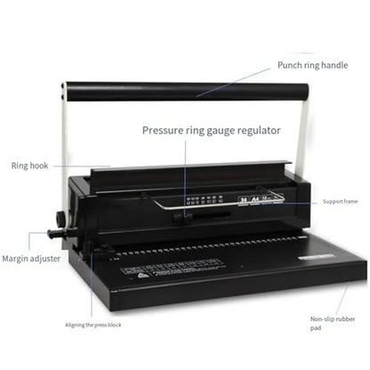 Iron Ring Binding Machine 34 Hole Loose Leaf Iron Ring Punching Machine Double Coil Manual Wire Binding Machine,Easy and Safe to Use