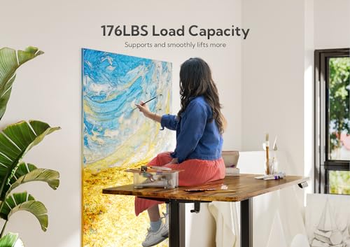 Claiks Electric Height Adjustable Standing Desk, 35x20 Inch, Rustic Brown | Smooth Height Adjustment, 3 Memory Presets, Cable Management Hub&Hook, Stable Steel Frame, 176lbs Capacity, Easy Assembly - color: Rustic Brown, size: 35
