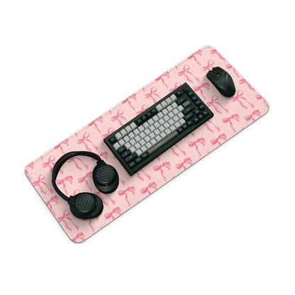 Large Computer Mouse Pad with Non-Slip Base for Desktop, Cute Gaming Mouse Mat with Stitched Edges, Long Extended Anime Mousepad for Laptop, 31.5 x 11.8 inches (Pink Bows) - color: Pink Bows
