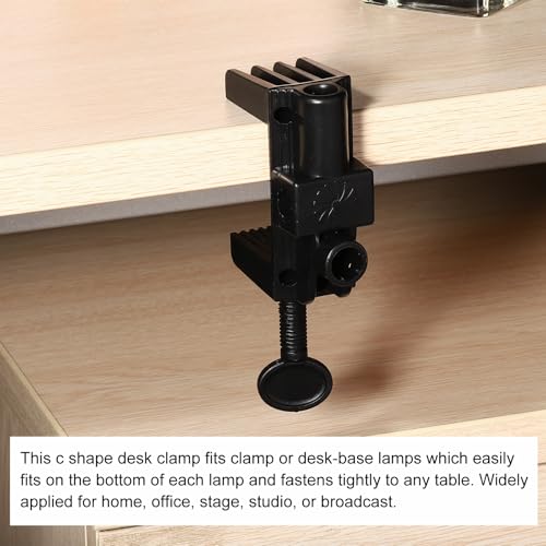 PATIKIL 6 Pcs 0.51" Hole Dia. Desk Clamp Plastic Adjustable Universal Black | C-Clamp Base, for Microphone Mic Arm Table Lamp Gooseneck Mount Holder