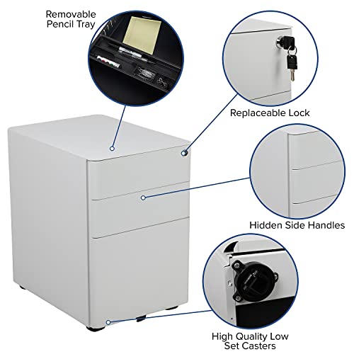 Flash Furniture 3-Drawer Locking Mobile Filing Cabinet, White - color: White, style: Modern