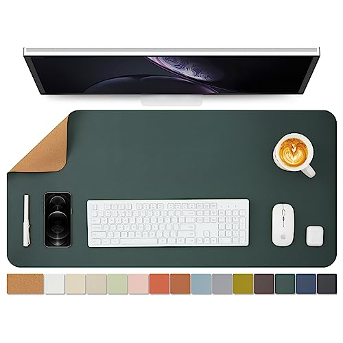 Cork Desk Mat - Dual-Sided Desk Pad for Office and Home - Desk Organization and Accessories - Ideal for Large Mouse Pad and Desk Mats on Top of Desks(Dark Green,90cmx 43cm) - color: Dark Green, size: 36" x 17"