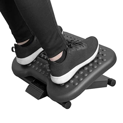 Mount-It! Ergonomic Under Desk Footrest with Massage Rollers, Adjustable Height & 30° Tilt Foot Rest Under Desk (4.25"–6.75"), Office Foot Stool with Non Slip Surface