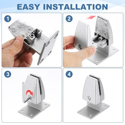 PATIKIL 6 Pcs Adjustable Desk Divider Partition Clips, T-Shape Aluminum Sneeze Guard Support Clamps Desktop Divider Clips for Offices Stores Counter Privacy Panel, Silver - color: Silver