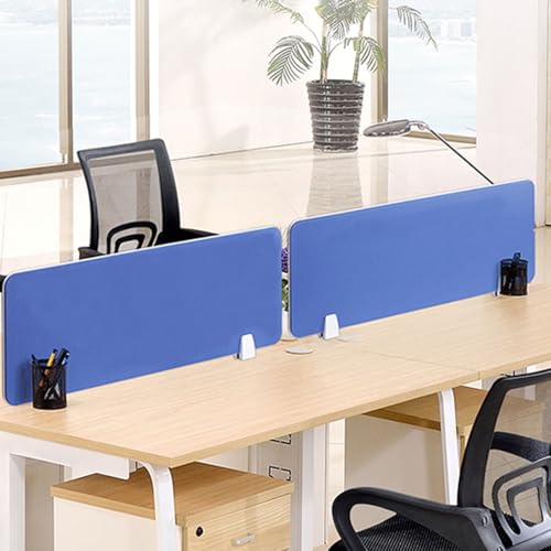 Desk Partition Acoustic Panel – 30 cm Height Soundproof Divider for Office & Classroom, Clamp Design, Noise Reduction, Privacy Shield, Cubicle Separator - color: Blu, size: 60x30cm