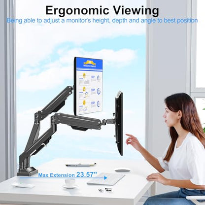 Dual Monitor Mount for Screens up to 43", Heavy Duty Monitor Arm | Ultrawide Desk Mount Holds 2.2-33lbs Each, Premium Gas Spring Adjustable Computer Monitor Arm for 2 Monitors, VESA Mount - style: Dual