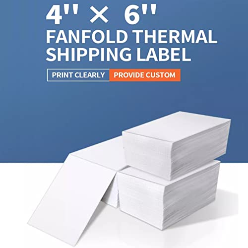 4" x 6" Fanfold Labels Direct Thermal Labels - White Shipping Mailing Postage Labels Permanent Adhesive 1000 Labels Per Stack (8000 Labels=8 Stacks) - size: 8 Stacks | 8000 Labels