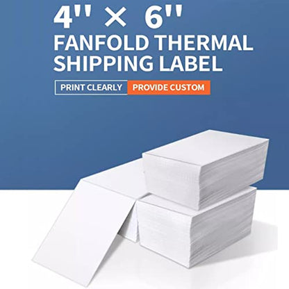 4" x 6" Fanfold Labels Direct Thermal Labels - White Shipping Mailing Postage Labels Permanent Adhesive 1000 Labels Per Stack (8000 Labels=8 Stacks) - size: 8 Stacks | 8000 Labels