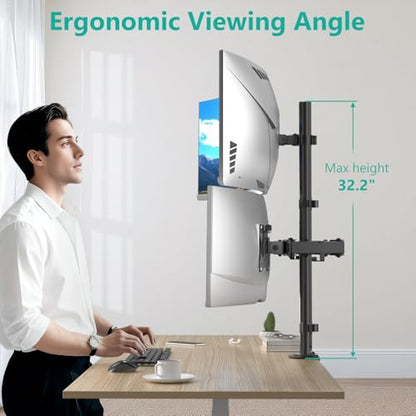 WALI Triple Monitor Mount for up to 49 inch Ultrawides on Top Bracket and 32 inch Screens on Side Brackets, Extra Tall 3 Monitors Desk Mount, Heavy Duty Monitor Arm up to 44 lbs (M003-P), Black - size: 13"-49", style: Triple
