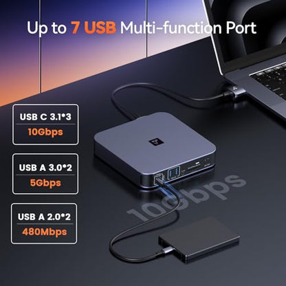 TobenONE 18-in-2 Docking Station Dual 4K Monitor for MacBook M5/M4 Pro/Max | Plug and Play Macbook Dock with HDMI&USB-C,150W Adapter, 10Gbps/PD 30W, 2.5G Ethernet, Solid & Sleek for Edit, Remote Office