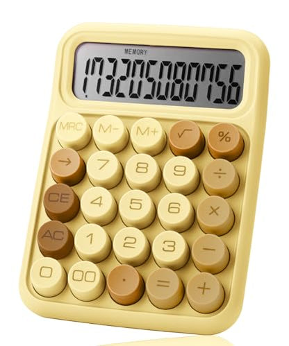 Mr. Pen- Mechanical Switch Calculator, 12 Digit Large LCD Display | Beach Sand with Big Buttons, Mechanical Switch Calculator for Home, School, Office - color: Cool Brown