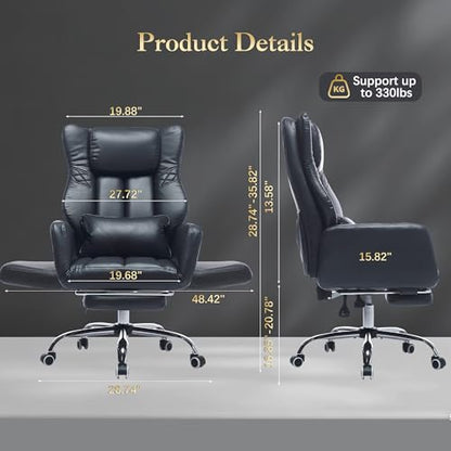 High Back Criss Cross Office Chair with Foot Rest & Flip Armrests | Big and Tall Criss Cross Gaming Chair, PU Leather Ergonomic Home office Computer Desk Chair, 155°Reclining with Lumbar Pillow - color: Black