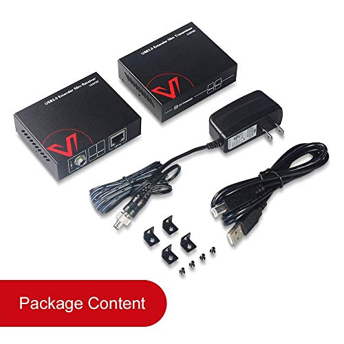 AV Access USB Over Ethernet Extender Kit, USB 2.0 480Mbps, 4-Port Hub | USB Over CAT5e/CAT6/CAT7 Up to 60m/196ft for Webcam, KVM, Printer, PC, Plug & Play, No Driver, for Mac Windows Linux