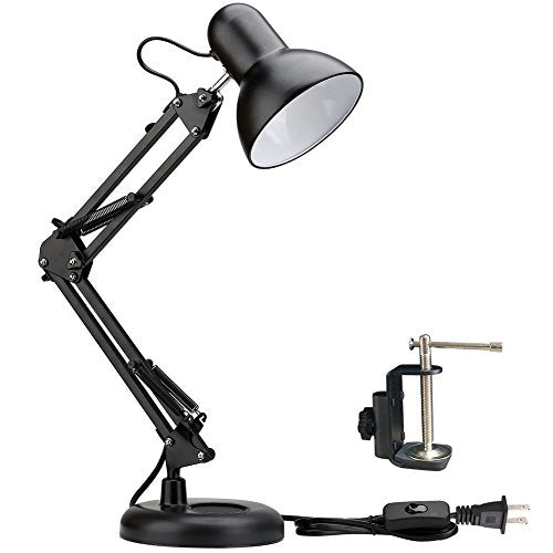 ShellKingdom Architect Task Lamp, Adjustable Swing Arm Desk Lamp with Clamp, Classic Desk Lamp for Home Office Reading (Black)