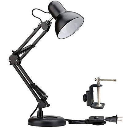 ShellKingdom Architect Task Lamp, Adjustable Swing Arm Desk Lamp with Clamp, Classic Desk Lamp for Home Office Reading (Black)