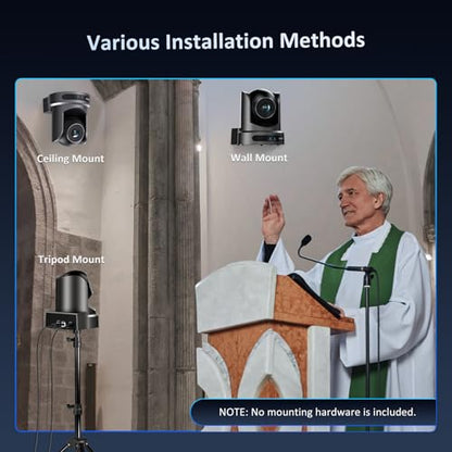 NexiGo Conference Room PTZ Camera System with 10X Optical Zoom, Remote Control, USB Output & Autofocus for Live Streaming, Meetings, Church Services, Education, for OBS/Zoom/Skype | Easy Setup - color: SilverBlack